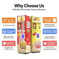 Máquina Expendedora de Palomitas de Maíz Automática Comercial de Acero Inoxidable con Función de Autolimpieza, Pago con Tarjeta de Crédito y Código QR para Centros Comerciales