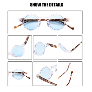 แว่นสายตาอ่านหนังสือกรอบอะซิเตทคุณภาพสูงทรงกลมเล็กสไตล์เรโทรพร้อมโลโก้สั่งทำพิเศษ ป้องกันแสงสีฟ้า สำหรับผู้ชายและผู้หญิง แฟชั่นกรอบแว่นตา - Product Image 3