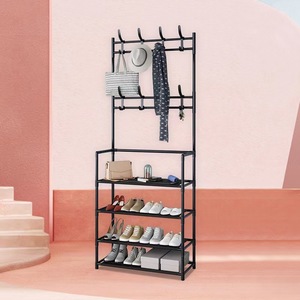 Giá giày kim loại 4 lớp tối giản đa chức năng với giá treo quần áo sàn tích hợp - Product Image 5