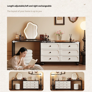 Tocador y Cómoda Integrados de Estilo Retro Francés, <span class=keywords><strong>Escritorio</strong></span> de Maquillaje Minimalista y Mueble de Almacenamiento para el Pie de Cama para Dormitorios Pequeños - Product Image 6
