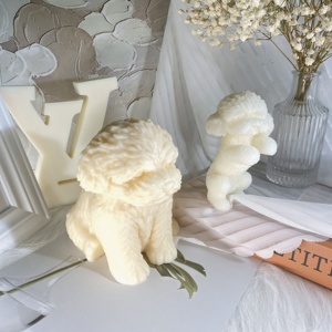 D8084 Handgemachte Süße Pudel Stehende Teddyhund Aromatherapie für Innenbereich Dekoration Gips Kerzenform Silikon 3D-Form - Product Image 5