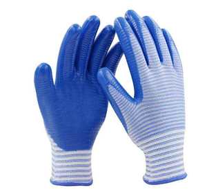 Usine En Gros Polyester Shell Doublure En Nylon Nitrile Zèbre Stripe Enduit Gants De Travail De Sécurité pour Usage Général Logo Personnalisé - Product Image 5