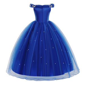 Nuevo disfraz de Cosplay azul Navidad Tv película Halloween <span class=keywords><strong>noche</strong></span> vestido largo fiesta princesa flor niñas vestidos - Product Image 4