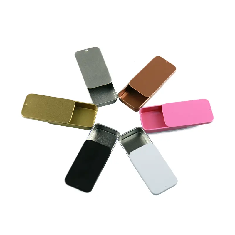 Personalizado Logotipo Retângulo Presente Pequeno Mint Chewing Gum Candy Jar 10g 15g Sólido Perfume Slide Lid Metal Tin Box