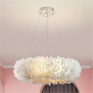Plume créative chambre étude suspension personnalité créative <span class=keywords><strong>restaurant</strong></span> petit salon blanc gris plume E27 lustre - Product Image 3