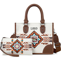 Tas koper Vintage Bohemian wanita, dompet Boho Tote Handaag bepergian belanja luar ruangan Aztec modis mewah