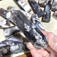 Torre de Cristal Natural de Alta Calidad, Arte Popular, Puntas de Ágata Negra Pulida para Regalos de Boda, Sanación Espiritual para Decoración