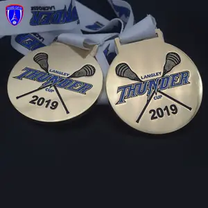 Medali hoki es lacrosse olahraga kustom Kanada untuk cangkir petir langley