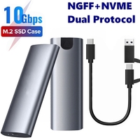 Boîtier SSD M.2 NVME SATA double protocole USB 3.1 3.2 Gen 2 10 Gbps 2 To externe PCIE SATA NGFF M2 Type C pour disque dur SSD
