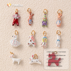 YIMEIL & Mignon Pendentif en Acier Inoxydable Peint, Motif Contes de Fées, Clown, Animal, Plaqué Or 18K, Accessoires de Bijoux DIY, Vente en Gros - Product Image 1