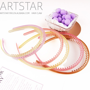 Bán Buôn Ngọt Ngào Kẹo Màu Pha Lê Cô Gái Nhựa Headbands 12 Pcs Một Bộ 1Mm Dễ Thương Trong Suốt Headbands Với Răng Cho Phụ Nữ - Product Image 4