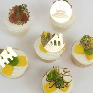 6PCS hỗn hợp thiết kế khác nhau islamic bánh Picks Acrylic Vàng EID mubarak cupcake Topper - Product Image 1