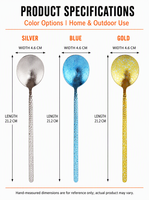 Pure titanium ijsbloem gehamerde Koreaanse ronde lepel, rijstlepel met lange steel, dessertlepel, theelepel voor thuis- en restaurantgebruik