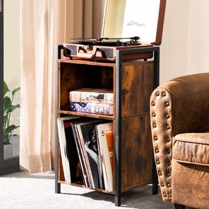 <span class=keywords><strong>Meuble</strong></span> de rangement moderne en métal et bois pour disques vinyles, support de platine pour salon, chambre et maison - Product Image 4