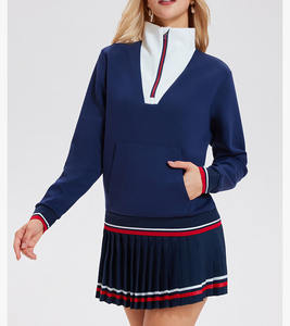 Venta al por mayor sudadera de tenis de las mujeres transpirable Anti-Shrink Casual Terry Stand Collar manga larga pulóver Otoño Invierno - Product Image 2