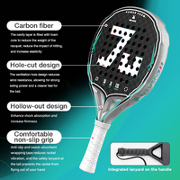 Raquette de padel personnalisée de la marque Jusain Factory avec sélection de carbone 3K 12K 18K, noyau EVA absorbant les chocs, utilisation en intérieur et en extérieur