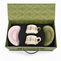 Ensemble de tasses à café en céramique florales vintage, 2 pièces, tasses pour couple, boîte cadeau, mariage, anniversaire, cadeau de déménagement, souvenir