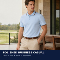 Polo pour homme en mélange de soie 60S avec bordure contrastante, manches courtes, maille piqué, qualité supérieure, décontracté, logo personnalisé, OEM, vente en gros
