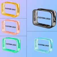Trousse de maquillage en PVC transparent imperméable pour femmes étui à cosmétiques de voyage avec fermeture à glissière pour brosse de toilette organisateur pochette sac à main ensemble