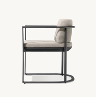 MALAGA Chaises de salle à manger sans accoudoirs en alliage d'aluminium résistant aux intempéries pour l'extérieur avec coussin rembourré