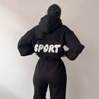 Ensemble sweat à capuche et pantalon de survêtement pour femme, personnalisé avec impression en relief, en molleton de haute qualité, pour fabricants de vêtements