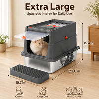 Bac à litière pour chat en acier inoxydable, extra-large, anti-odeur, facile à nettoyer, anti-éclaboussures, non-absorbant