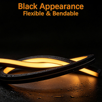 Bande LED linéaire flexible en silicone noir 13x13mm, éclairage caché pliable pour mur acoustique en bois intérieur, blanc chaud 3000K