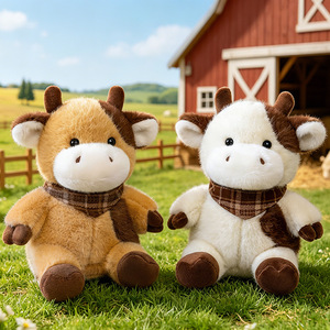 Nouvel Arrivage Peluche Vache Mignonne et Moelleuse, Modè<span class=keywords><strong>le</strong></span> Écharpe, Jouet en Peluche Adorable Vache de Dessin Animé, Coussin à Câliner pour Enfants - Product Image 1