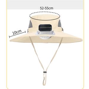 Chapeau de soleil à large bord pour enfants avec ventilateur solaire, faible consommation d'énergie, batterie au lithium 800 mAh, 6000 tr/min - Product Image 2