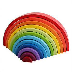 Blocs d'empilage <span class=keywords><strong>arc</strong></span>-<span class=keywords><strong>en</strong></span>-<span class=keywords><strong>ciel</strong></span> Montessori éducatifs, jouets d'apprentissage <span class=keywords><strong>en</strong></span> <span class=keywords><strong>bois</strong></span> brut pour enfants - Product Image 2