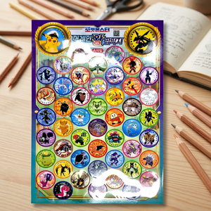 Cartes Pokémon Paper Push Pop Ddakji Fidget Slap, design aléatoire coréen, jouet de dessin animé pour enfants, vente en gros pour distributeurs en vrac - Product Image 3