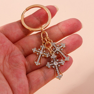 Thời Trang Christian Đồ Trang Sức Cho Phụ Nữ Chéo <span class=keywords><strong>Keychain</strong></span> Kim Loại Amulet Rhinestone Chéo Lấp Lánh Móc Chìa Khóa Chủ Mặt Dây Chuyền Túi quyến rũ - Product Image 1