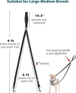 Laisse pour oiseaux Petbonus à double point de contrôle, harnais anti-traction, laisses d'entraînement anti-emmêlement, rembourrées et réfléchissantes, en métal pour la promenade - Product Image 4