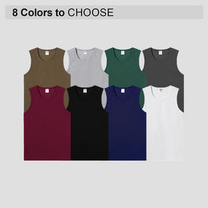 High Quality Men's Tank <b>Top</b> Custom Logo Printed Solid Color Gym <b>Vest</b> 430gsm Cotton Knitted Sleeveless Tshirts - Product Image 2