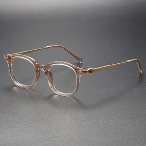 Montures optiques de luxe pour hommes 80851, marque de lunettes en titane pur avec monture dorée et verres imprimés, montures optiques de créateur - Product Image 1