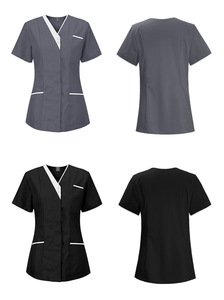Stampa alla moda Logo personalizzato uniformi comode da donna abiti da ospedale da uomo con top tute da Scrub tinta unita per medici e infermieri - Product Image 3