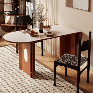 Oval Extendable Dining <b>Table</b> With Wooden Legs For <b>Small</b> Space Home Use - Product Image 1