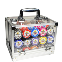 Boîte à jetons de poker QINLONG QL-PC-600 avec acrylique et aluminium, boîte à 600 jetons, 6 supports, écologique, durable pour le poker/le casino