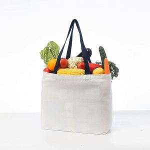 12 Oz Grocery Beach Shopping Multi-Purpose Washable Tote Large White Canvas Sling Bag With Black Handle - Product Image 5