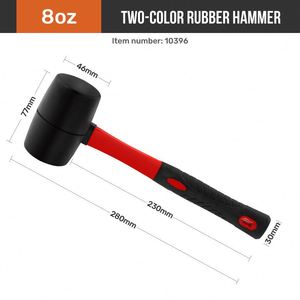 Hi-Spec Anpassbarer 8oz DIY-Qualität Schwarzer Gummihammer mit Glasfasergriff Hochleistungsmodell 10396 für Bodenfliesen - Product Image 2