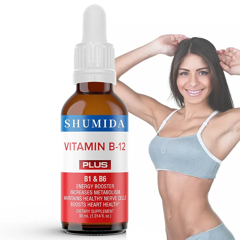 Private Label Natuurlijke Vitamine B12 Vloeibare Druppels Energie & Metabolisme Verhogen Methylcobalamine B12 Vloeibare Supplement