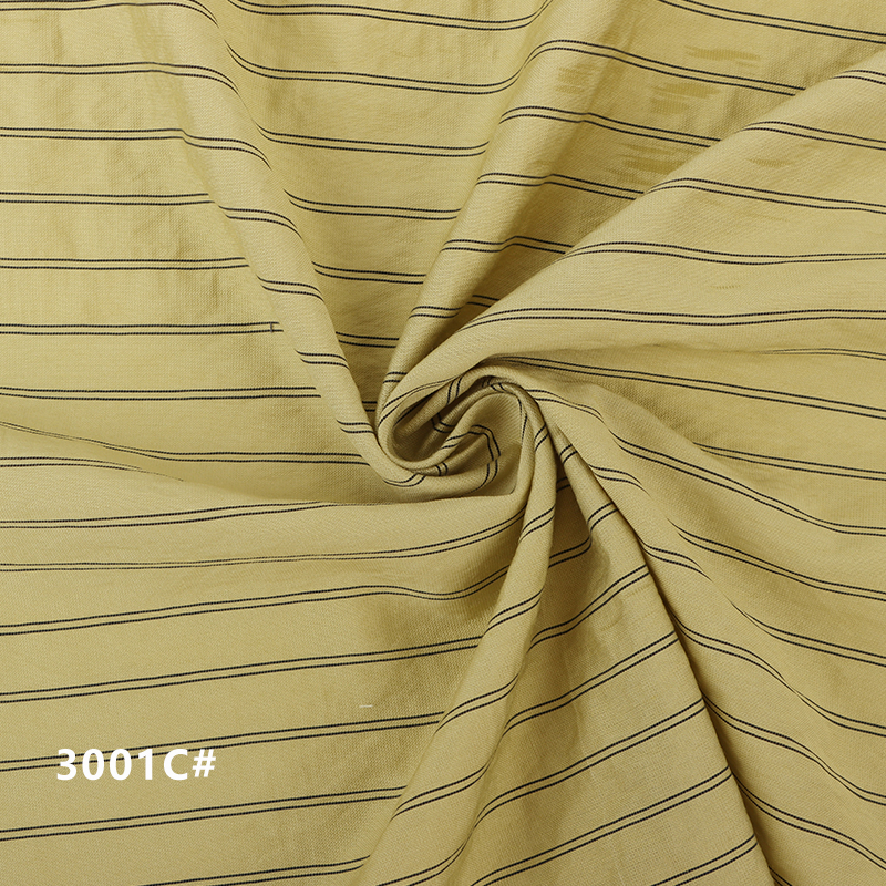 Rayon Nylon Polyester Blended Woven Fabric,95gsm Lightweight Breathable Soft Anti-static Double Narrow Stripe Shirt Dress Fabric