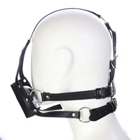 Demi-masque en cuir PU avec fixation orale, jouet BDSM rembourré, bâillon bouche ouverte, harnais de tête, jouets sexuels pour femme