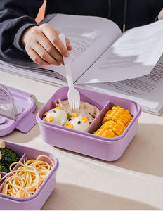 Boîte Bento en Plastique SYH701 pour Enfants et Étudiants, 2 Compartiments, 1250ml, Scellée, Compatible Micro-ondes, avec Cuillère, Baguettes et Fourchette pour Aliments - Vente en Gros - Product Image 2