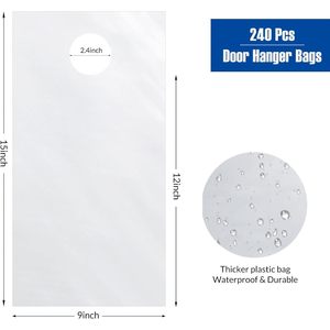 Clear Plastic Door Hanger <b>Bags</b> 9x12 Inch Waterproof Rectangular For Flyers Newspapers <b>Packing</b> Storage - Product Image 2
