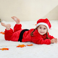 Nouvelle combinaison à capuche en flanelle pour bébés filles, ensemble deux pièces de Noël transfrontalier