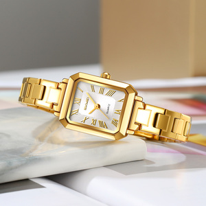 Montre à quartz carrée pour femme SKMEI, bracelet en acier inoxydable, affichage analogique, élégante et tendance - Product Image 1
