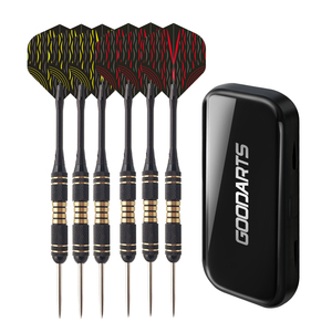 Lot de 6 <span class=keywords><strong>fléchettes</strong></span> classiques en laiton de 20g, tiges en aluminium couleur unie non gravées, <span class=keywords><strong>ailettes</strong></span> bleues scintillantes, étui de sécurité inclus - Product Image 1