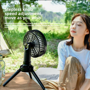 Ventilateur de camping rechargeable 10400 mAh, pliable, avec trépied, oscillant, lumière LED, moteur sans balais, faible bruit, 3 vitesses, lanterne suspendue pour tente - Product Image 2