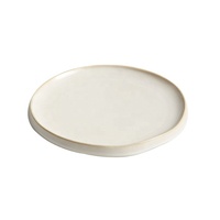 Assiette à steak en céramique à bord plié, vente en gros, grande assiette plate occidentale, assiette en céramique créative de qualité supérieure